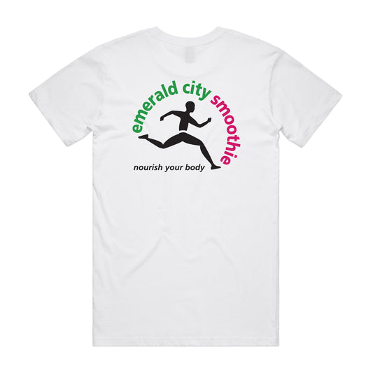 og white tee